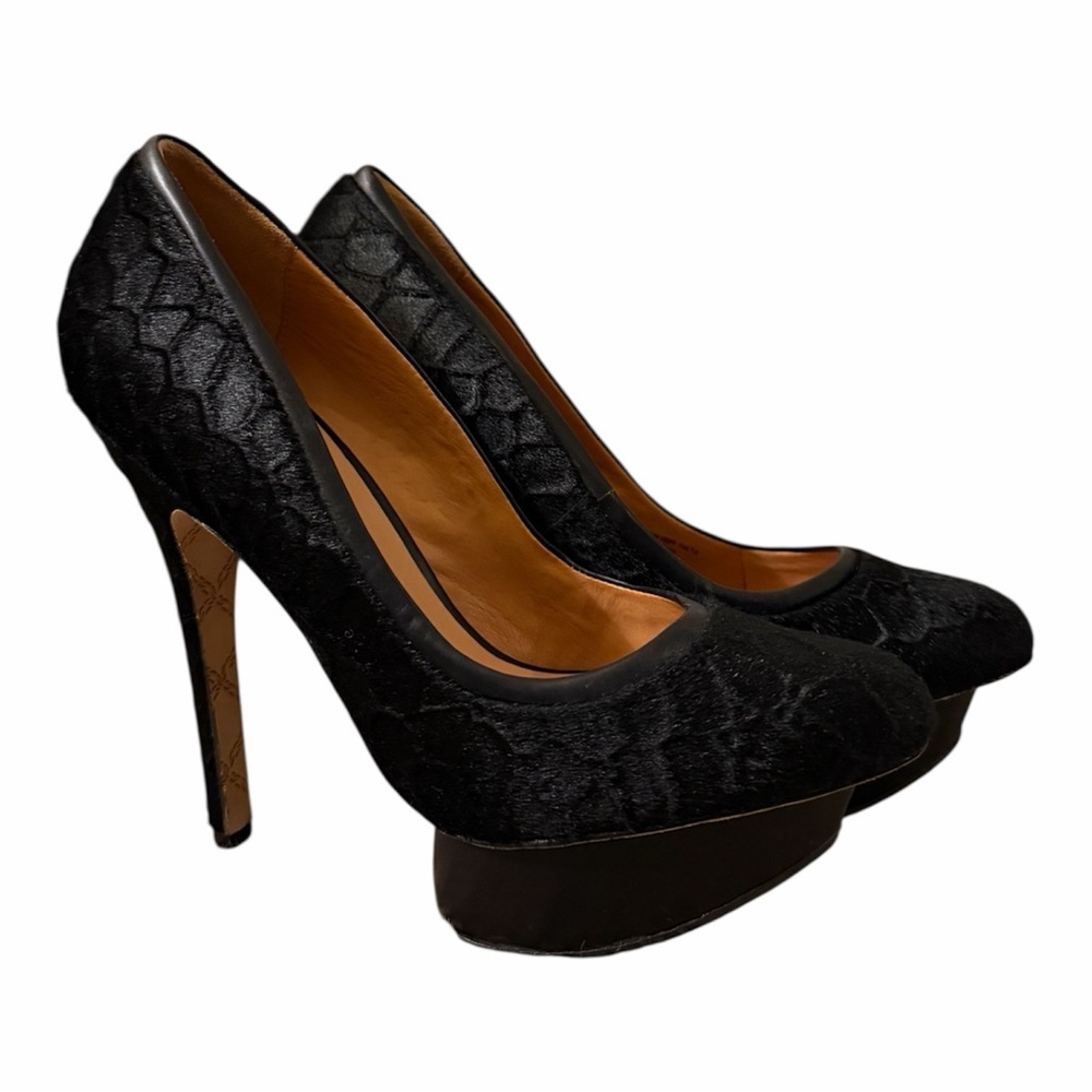 L.A.M.B. Black Stilettos Platform High Heels